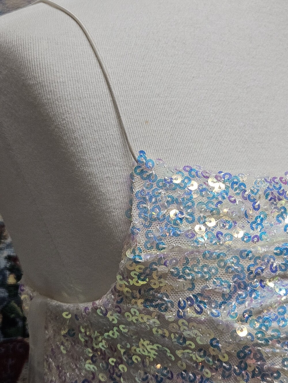 Honey & Sparkle Iridescent Sequin Spaghetti Strap Tube Top Size S Y2K Coquette - Picture 5 of 10